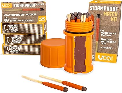 UCO Stormproof, Waterproof & Windproof Match Kit with 4 Packs of Refill Matches